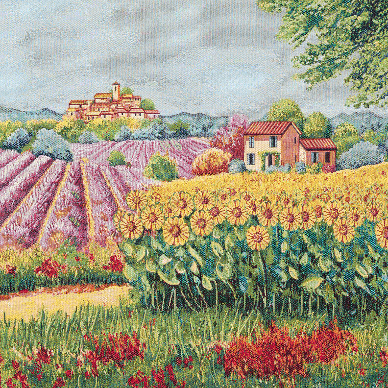 dekorationspanel Gobeläng Blommande landskap – kaminrött/ljusbeige,  image number 1