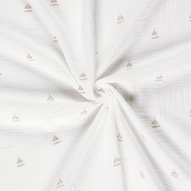 Muslin/Dubbel-krinkelväv Segelbåtar – yllevit/natur, image number 3