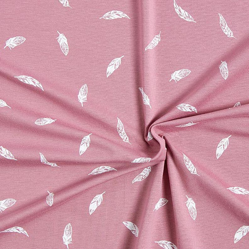 Bomullsjersey Fjädrar – gammalt rosa,  image number 3