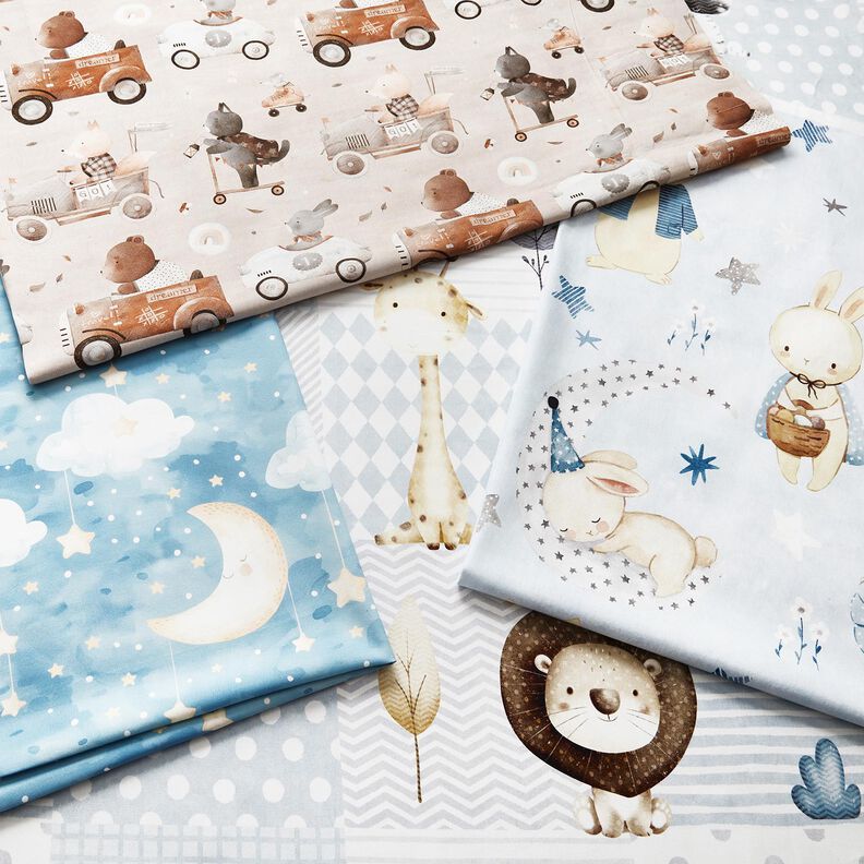 Dekorationstyg Bomullskypert Måne och stjärnor Digitaltryck – ljusblå,  image number 5