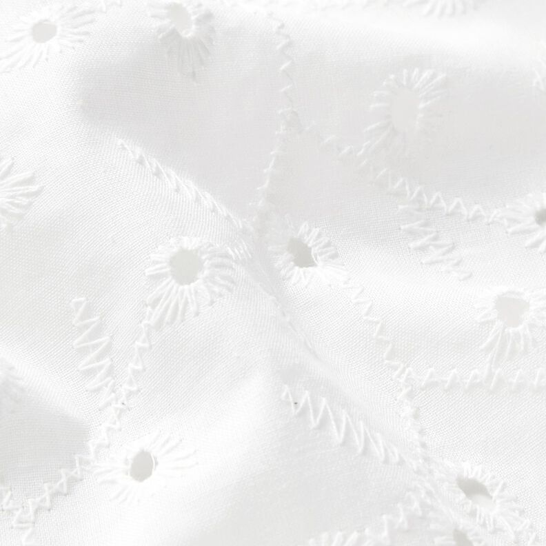 Bomullstyg hålbroderi blomrankor – vit,  image number 2