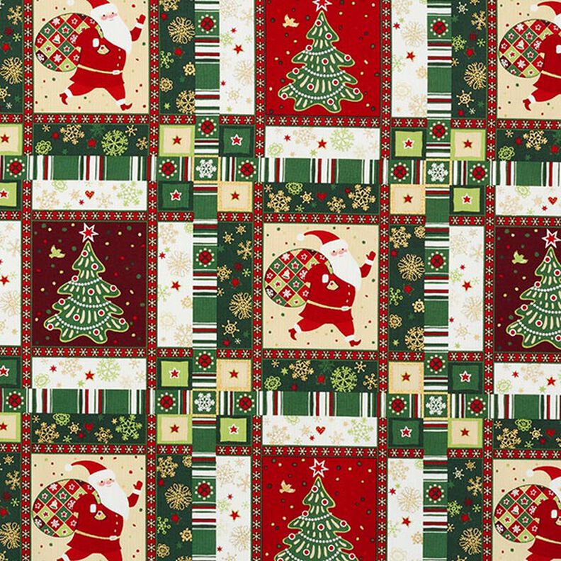Bomullspoplin Färgglatt julmotiv – grön, image number 1