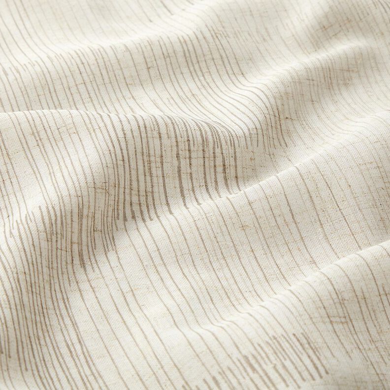 Gardintyg Linne-mix oregelbundna ränder – mörkbeige/natur, image number 2