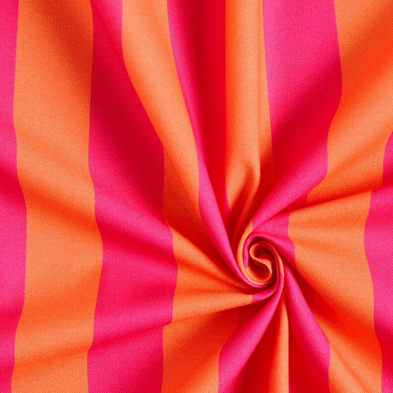 Dekorationstyg Halvpanama Blockränder – intensiv rosa/brandgul,  image number 3