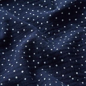 Muslin/Dubbel-krinkelväv prickar – marinblått/vit, 
