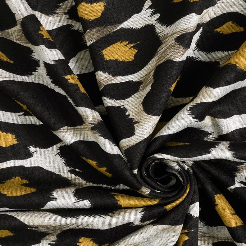 Viskosjersey Stora leopardfläckar – ljusgrått/currygul,  image number 3