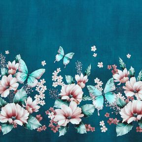 Bomullsjersey fjärilsäng | Glitzerpüppi  – ljus petrol/rose, 