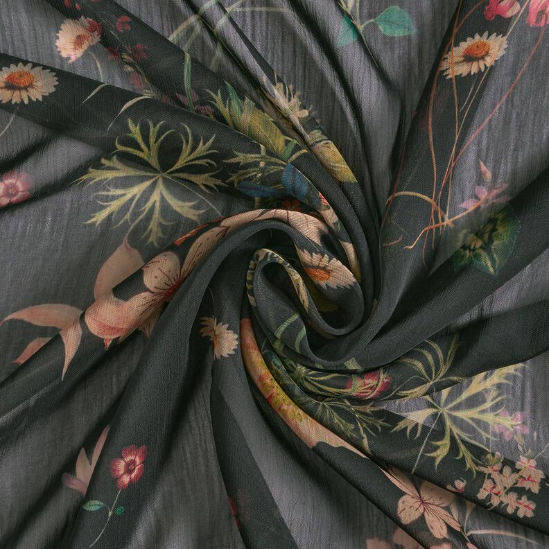 Chiffong blomsteräng – svart,  image number 3