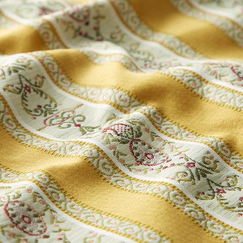 Möbeltyg Jacquard Biedermeier Ränder – kräm/gul,  image number 2