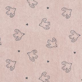 frottéjersey Småfåglar – ljus gammelrosa, 