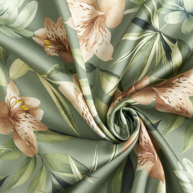 Crepesatin magnolior med palmblad – vass/beige,  image number 3