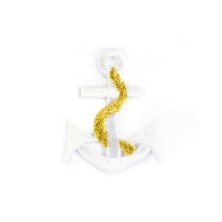 Tygmärke  Ankare [ 4 x 3,2 cm ] – vit/guld, 