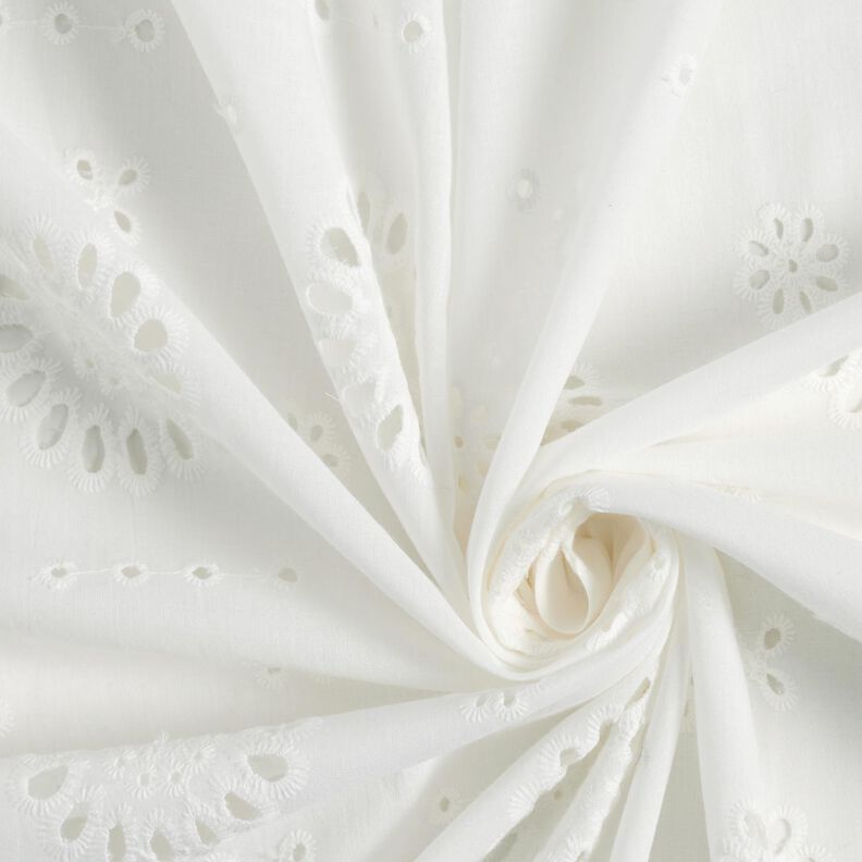 bomullstyg hålbroderi blommor – vit,  image number 3