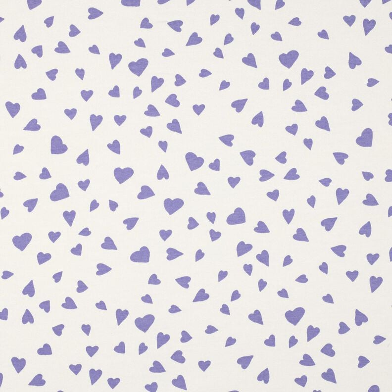 Sommarsweat hjärtan | Poppy Fabrics – elfenbensvit/fläder,  image number 1