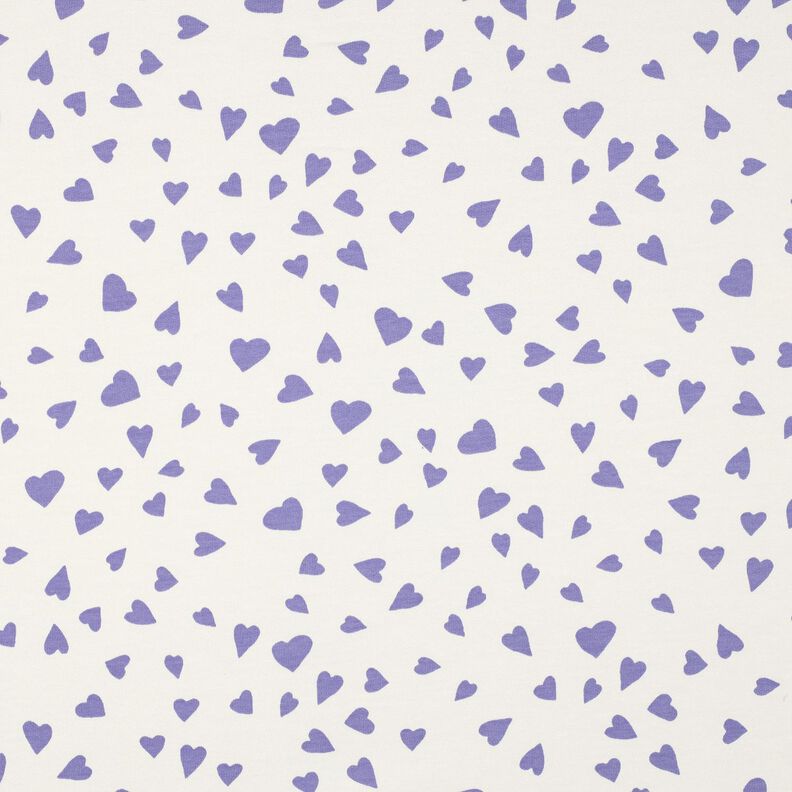 Sommarsweat hjärtan | Poppy Fabrics – elfenbensvit/fläder, image number 1