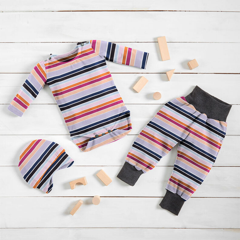 Bomullsjersey f&auml;rgglada r&auml;nder | by Poppy druva/apricot,  image number 5