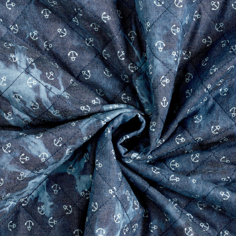 quiltat tyg chambray ankare batik – jeansblå,  image number 4