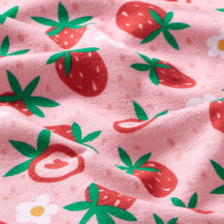 Bomullsjersey Söta jordgubbar | PETIT CITRON – rosa, 