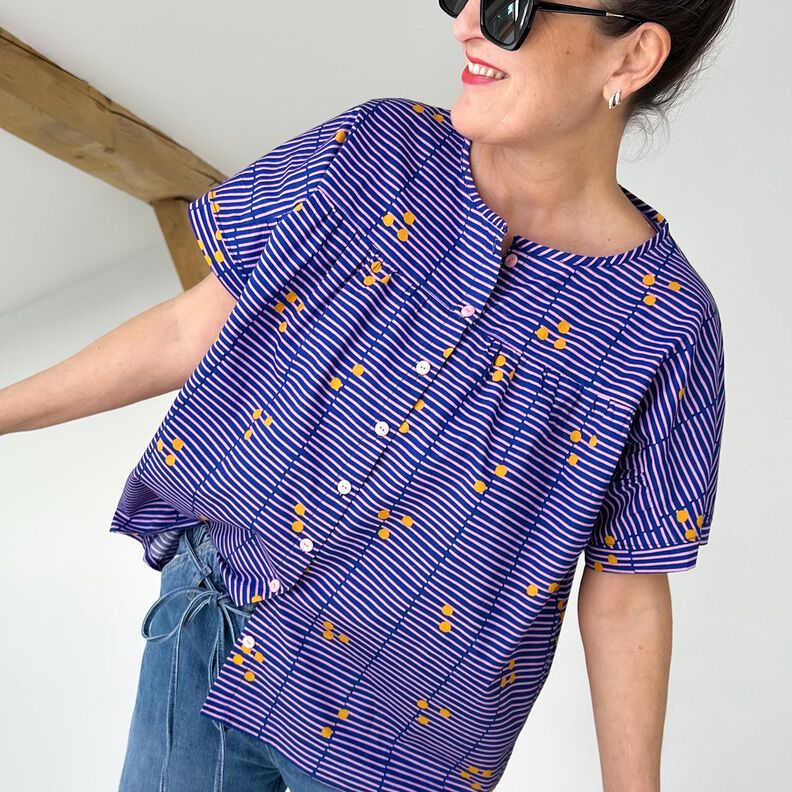 FRAU SUZY - ledig kortärmad blus med veck, Studio Schnittreif | XS - XXL,  image number 6