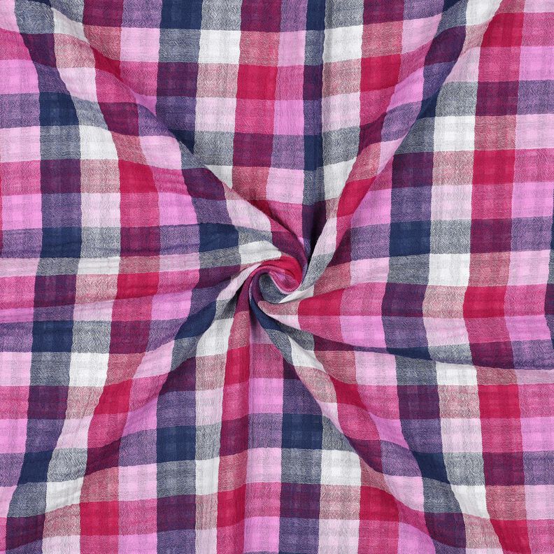 Muslin/Dubbel-krinkelväv Rutigt Dubbelsidigt | Poppy Fabrics – lila/marinblått, image number 3