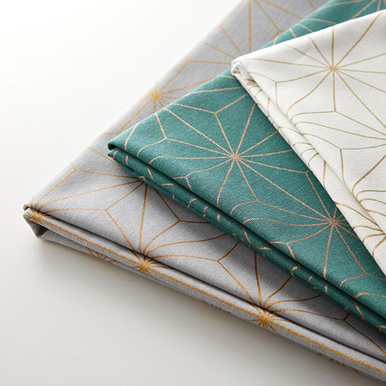 Dekorationstyg Canvas Artdeco-stjärnor – petrol/guld,  image number 5