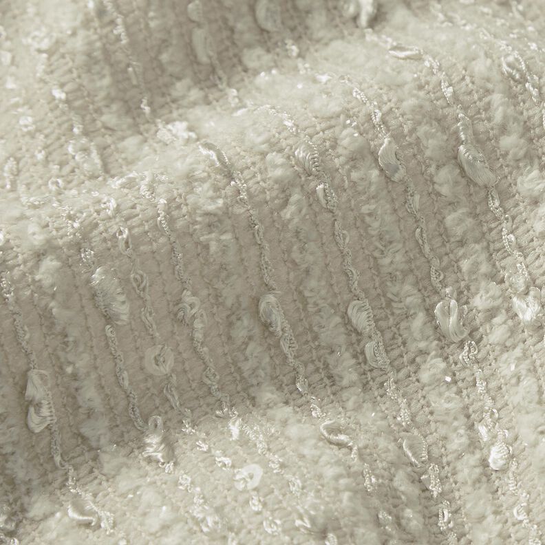 Effekttyg bouclé ränder och paljetter – mandel,  image number 2