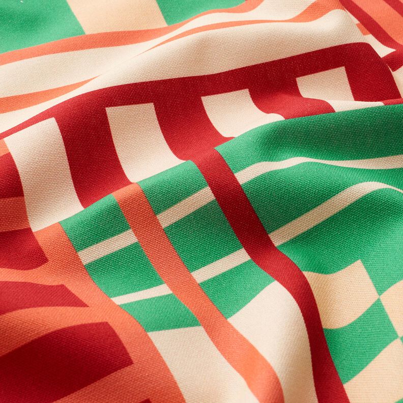 Dekorationstyg Halvpanama Moderna former – enbärsgrön/mörkröd,  image number 2