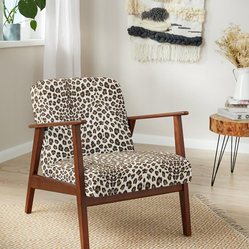 Stoppningstyg Jacquard Leopardmönster – kräm/anemon,  image number 5