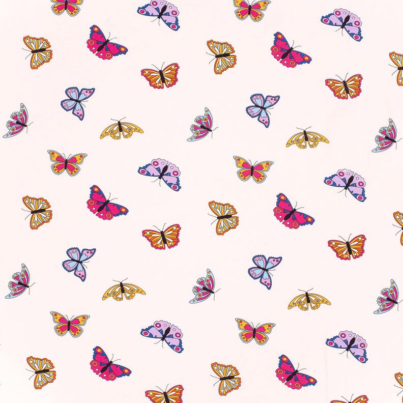 Bomullsjersey färgglad fjäril – yllevit,  image number 1