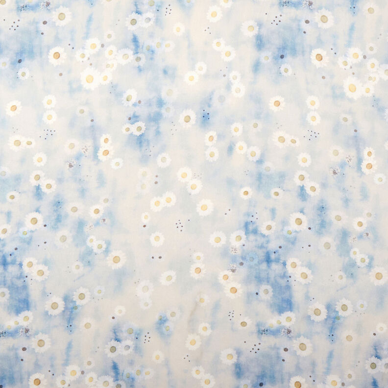 stretchsatin tusenskönor batik – natur/ljusblått,  image number 1
