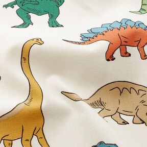 Dekorationstyg Halvpanama Häftiga dinosaurier – yllevit/mörkgrön, 