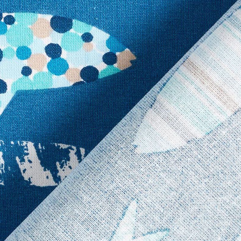 Bomullstyg Kretong abstrakta fiskar – blå,  image number 4