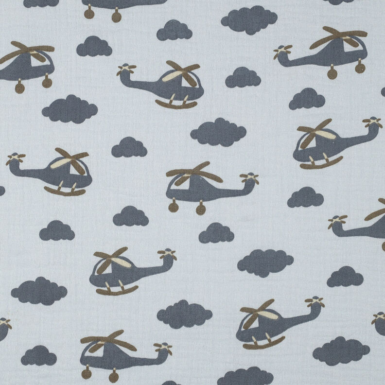 Muslin/Dubbel-krinkelväv Helikopter | by Poppy – babyblått/skiffergrått,  image number 1