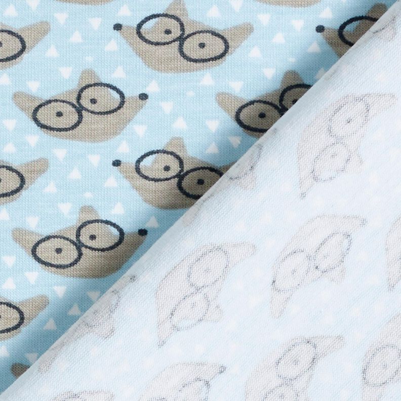 Bomullsjersey Räv med glasögon – babyblått,  image number 4