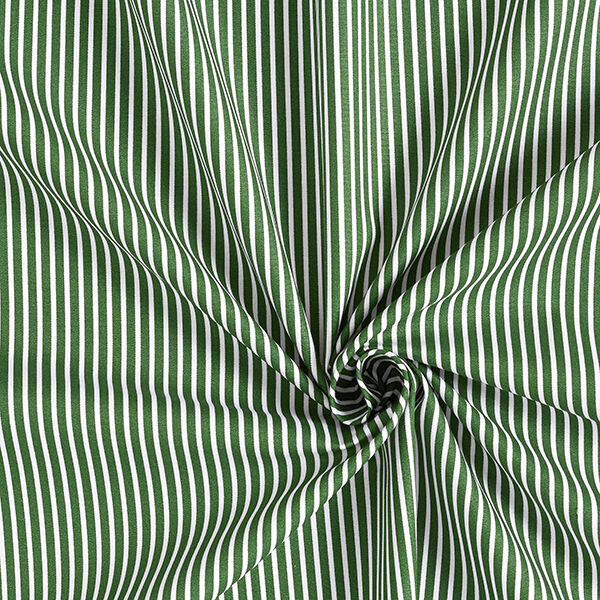 Bomullspoplin Ränder – mörkgrön/vit,  image number 3