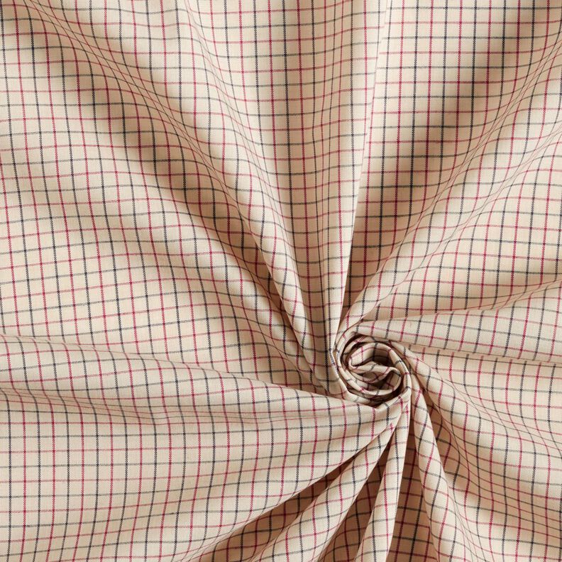 Skjorttyg med fina rutor – beige/marinblått,  image number 3
