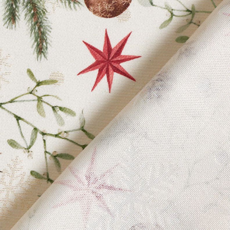 Dekorationstyg Jacquard Lurex grankvistar – natur/guld,  image number 4