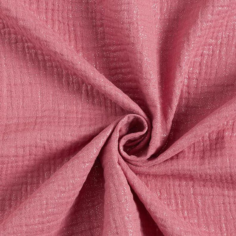 Muslin/Dubbel-krinkelväv fina glitterprickar| by Poppy – gammalt rosa,  image number 1