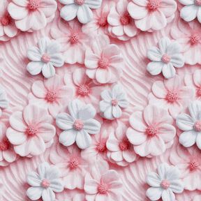 Bomullspoplin sockerblommor Digitaltryck – ljus gammelrosa, 