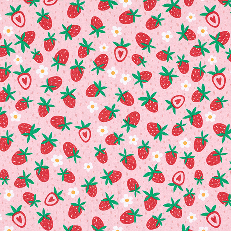 Bomullsjersey Söta jordgubbar | PETIT CITRON – rosa,  image number 1