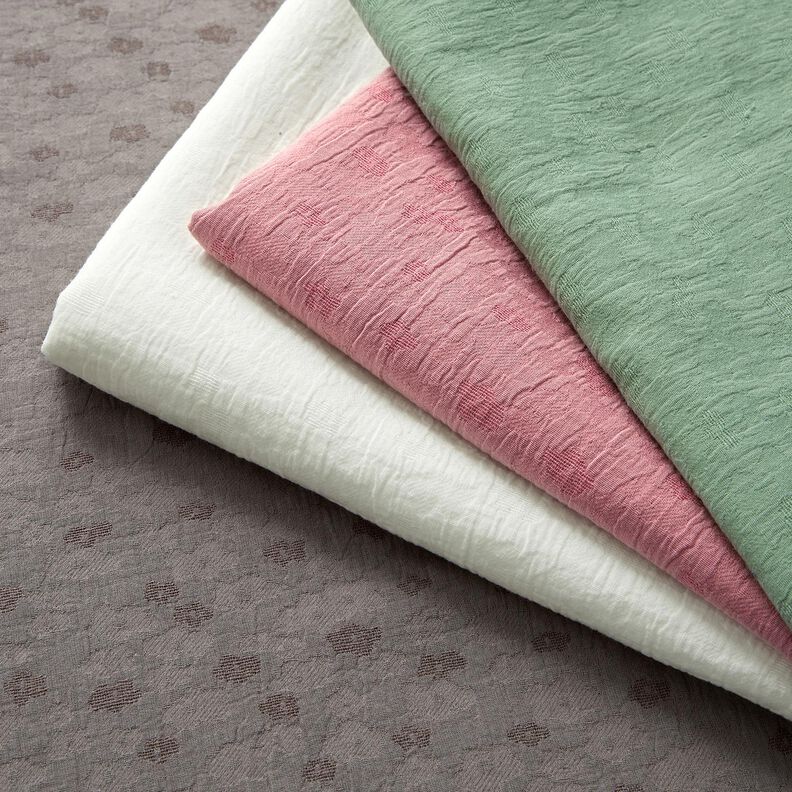 Muslin/Dubbel-krinkelväv Jacquard blommor – yllevit, image number 6