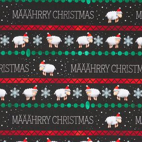 French Terry Sommarsweat Määährry Christmas | Glitzerpüppi – svart/chiliröd, 