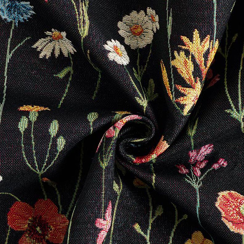 Dekorationstyg Gobeläng Vilda blommor – svart/rose, image number 3