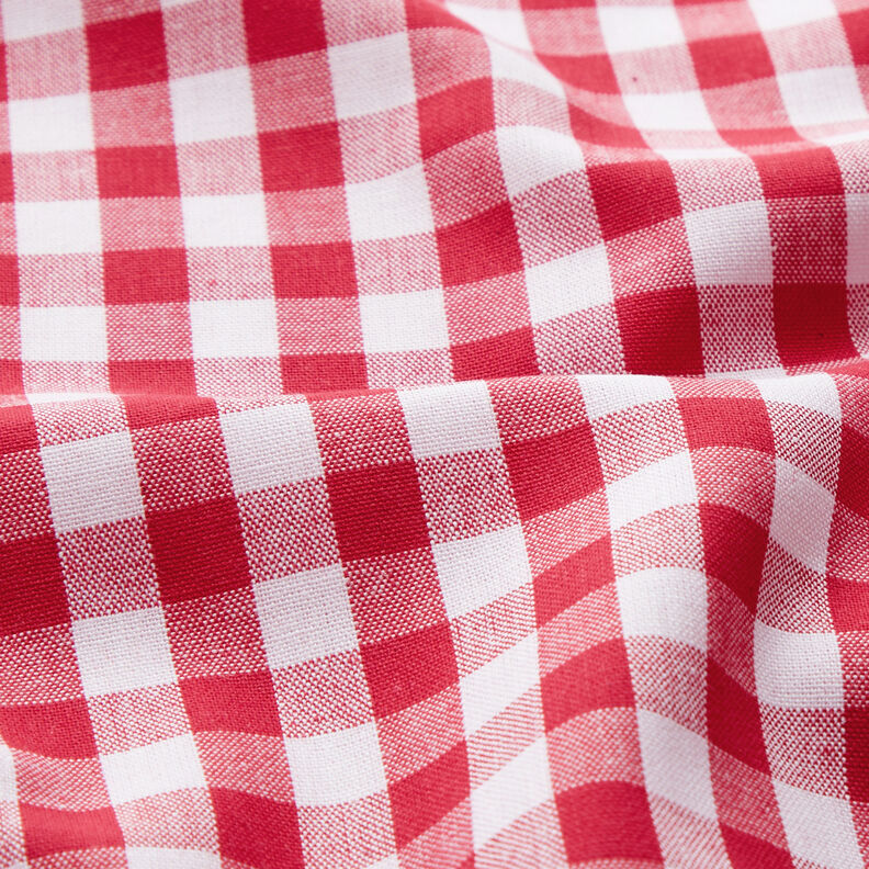 Bomullstyg Vichy rutig 1 cm – rött/vit,  image number 2