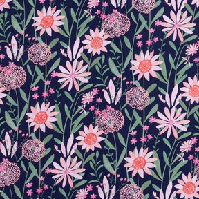 Bomullspoplin Stora ängsblommor Digitaltryck | Poppy Fabrics – nattblå, 