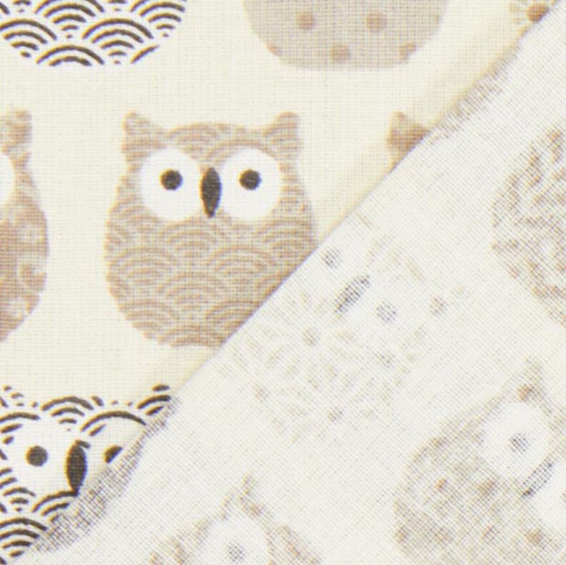 Bomullstyg Kretong owl – kräm/grått,  image number 3