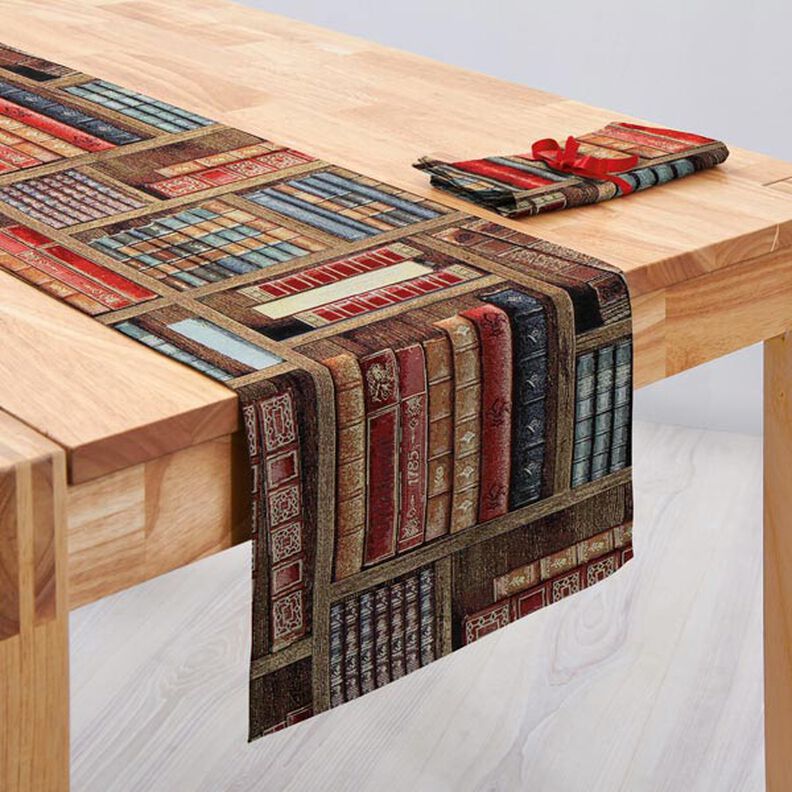 Jacquard Gobeläng Bokhylla – brun,  image number 4