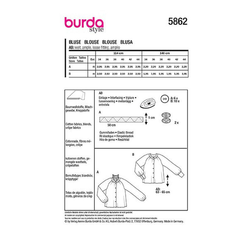 Blus | Burda 5862 | 34-44,  image number 9