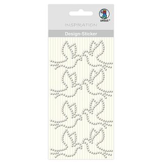 Designklistermärke duva [ 8 styck ] – silver metallic, 