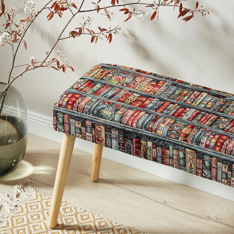 Dekorationstyg Gobel&auml;ng f&auml;rgglad bokhylla &ndash; bl&aring;gran/karminr&ouml;d,  image number 5